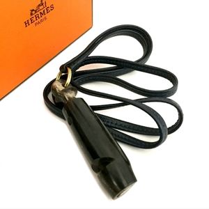 HERMES DOG WHISTLE NECK STRAP SILVER METALLIC/1C0415